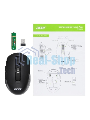 Мышь беспроводная Acer OMR070 черный, 1600 dpi, радиоканал, Bluetooth, USB, кнопки - 6