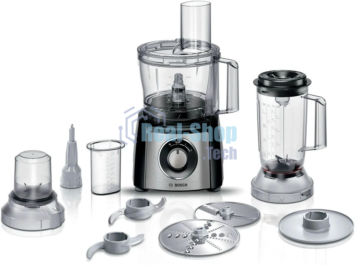 Кухонный комбайн Bosch MCM3501M 800 Вт, Скорости: 2, Блендер 1 л, Чаша 2.3 л, черный/серебристый