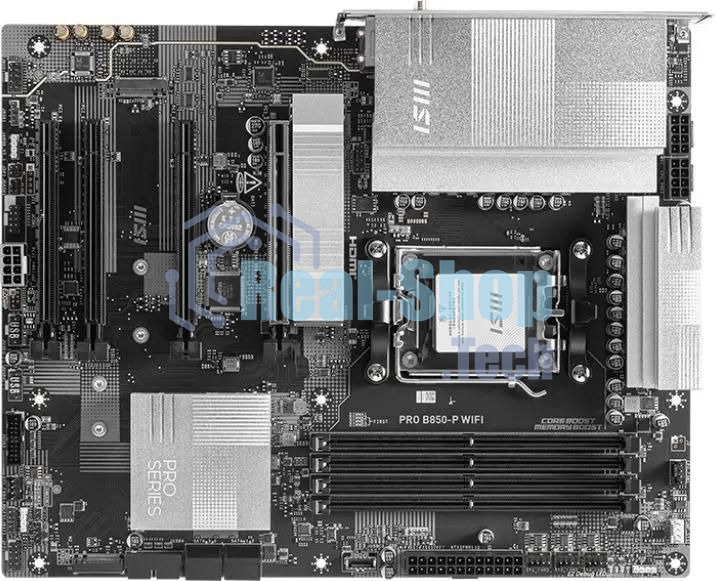 Материнская плата MSI PRO B850-P WIFI, AM5, AMD B850, 4xDDR5, 4xSATA, 3xM.2, 1xPCIe 5.0 x16, 1xPCIe 4.0 x4, 2xPCIe 3.0 x1, 1xHDMI, 1x5Gb LAN, Wi-Fi 7, 4xUSB 2.0, 1xUSB 3.2 Gen 1, 1xUSB 3.2 Gen 2, 2xUSB-C 3.2 Gen 2, 2x3.5 мм, 7.1, ATX