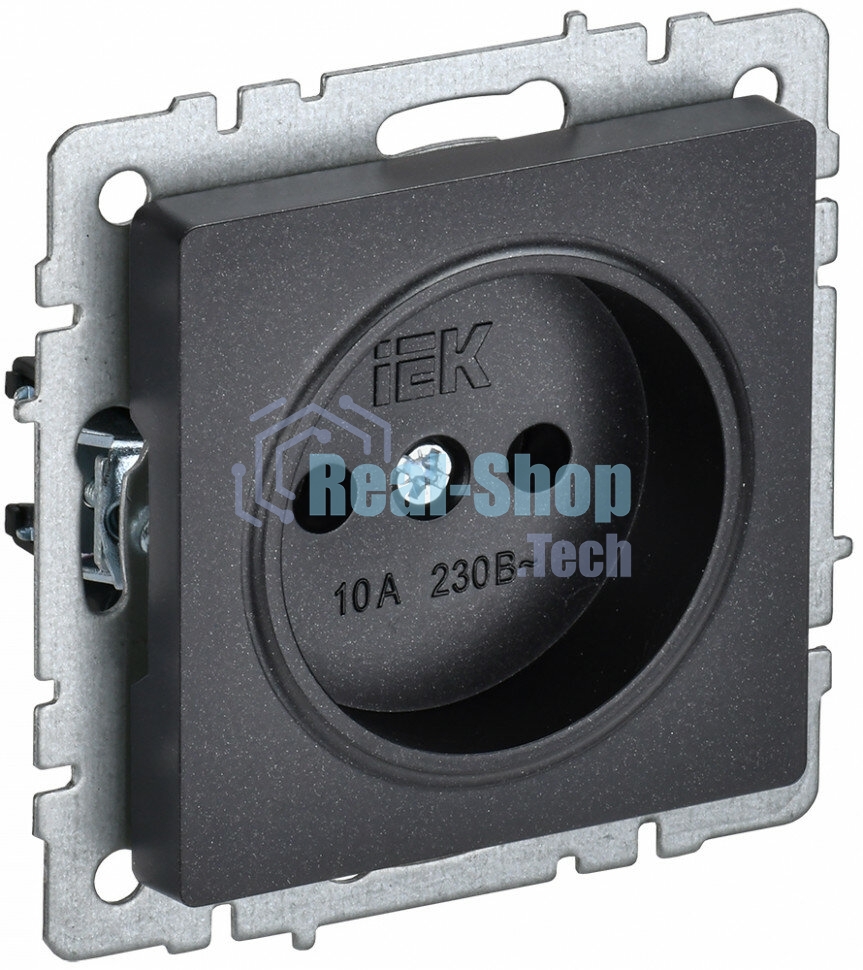Розетка 1-местная IEK BRITE РС10-1-0-БрЧ (BR-R10-10-K02) без заземления, без защитных шторок, 10А, черный