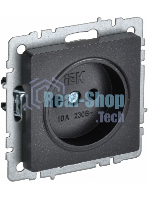 Розетка 1-местная IEK BRITE РС10-1-0-БрЧ (BR-R10-10-K02) без заземления, без защитных шторок, 10А, черный