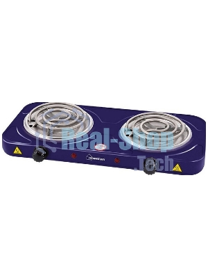 Плита настольная электрическая Homestar HS-1105 сапфир, 2 кВт, ТЭН, конфорки - 2, эмаль, поворотные переключатели