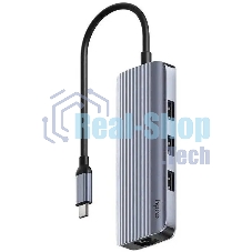 USB-концентратор CUDY UH606, USB Type-C, HDMI + RJ-45 + USB, USB Type-C