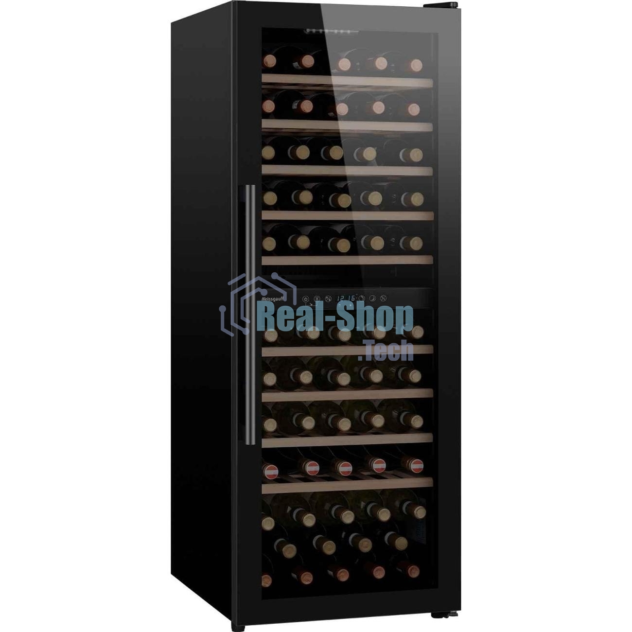 Винный холодильник Weissgauff WWC-77 DB DualZone черный, 2 отсека, 77 бут., класс G