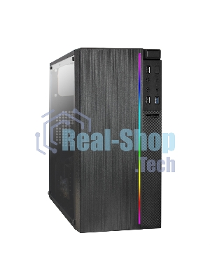 Компьютерный корпус Minitower ExeGate EX283754RUS mEVO-9301-RGb (mATX, без БП, с окном, 2хUSB+1хUSB 3.0, HD аудио, черный с RGb подсветкой)