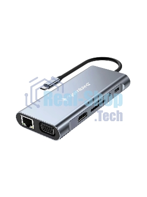 Док-станция Gembird UHB-D4, USB Type-C PD87W, USB, Jack 3.5, SD/TF, HDMI, RJ45, VGA, USB