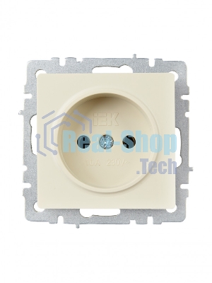 Розетка 1-местная IEK BRITE РС10-1-0-БрКр (BR-R10-10-K10) 10А, без заземления, без защитных шторок, бежевый
