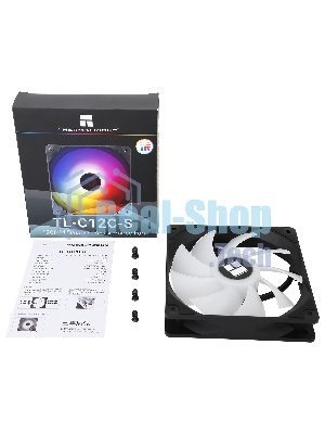 Кулер для корпуса Thermaltight TL-C12C-S (120x120x25мм, 4-pin PWM, ARGB, 66.17CFM, 25.6dBA, 1550RPM, черный)