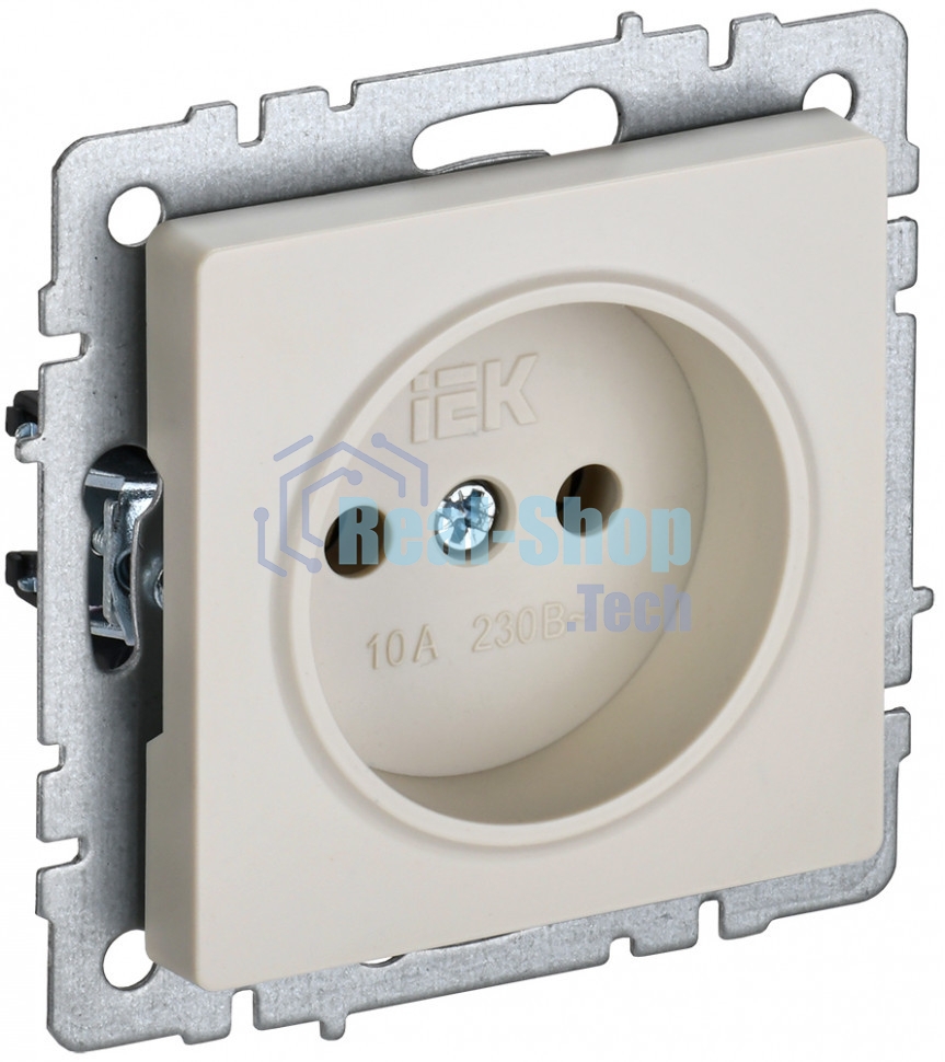 Розетка 1-местная IEK BRITE РС10-1-0-БрКр (BR-R10-10-K10) 10А, без заземления, без защитных шторок, бежевый
