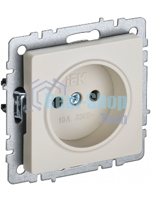 Розетка 1-местная IEK BRITE РС10-1-0-БрКр (BR-R10-10-K10) 10А, без заземления, без защитных шторок, бежевый