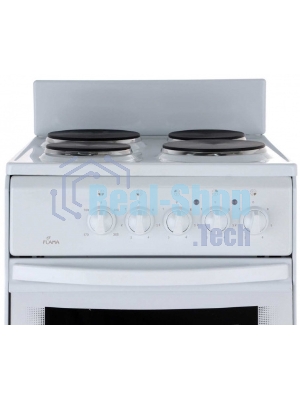 Плита электрическая Flama AE 1402 W белый, конфорок 4 шт, духовка 50 л, 50 см x 85 см x 60 см