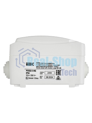 Розетка 2-я IEK ERS22-K01-16-54-DC ОП Форс РСб22-3-ФБ 16А IP54 с заземл. защ. шторки белый