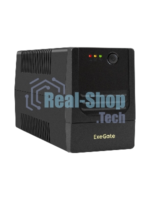 Источник бесперебойного питания ExeGate Power NB-1000.LED.AVR.2SH (1000VA/650W, LED, AVR, 2*Schuko, батарея 12V 9Ah, черный)
