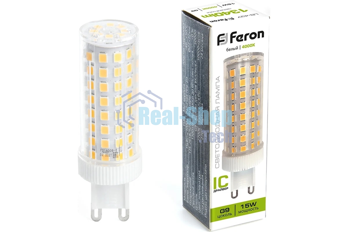 Лампа светодиодная Feron LB-437 15Вт 230В G9 белый капсульная