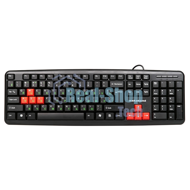 Клавиатура проводная NAKATOMI KN-02U USB черный-красный