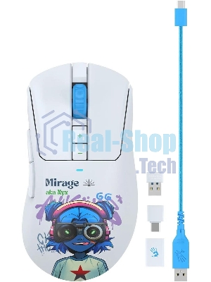 Мышь беспроводная A4Tech Bloody R73 Pro белый/рисунок оптическая 26000dpi беспров. USB-C 7but (R73 PRO NYX MIRAGE)