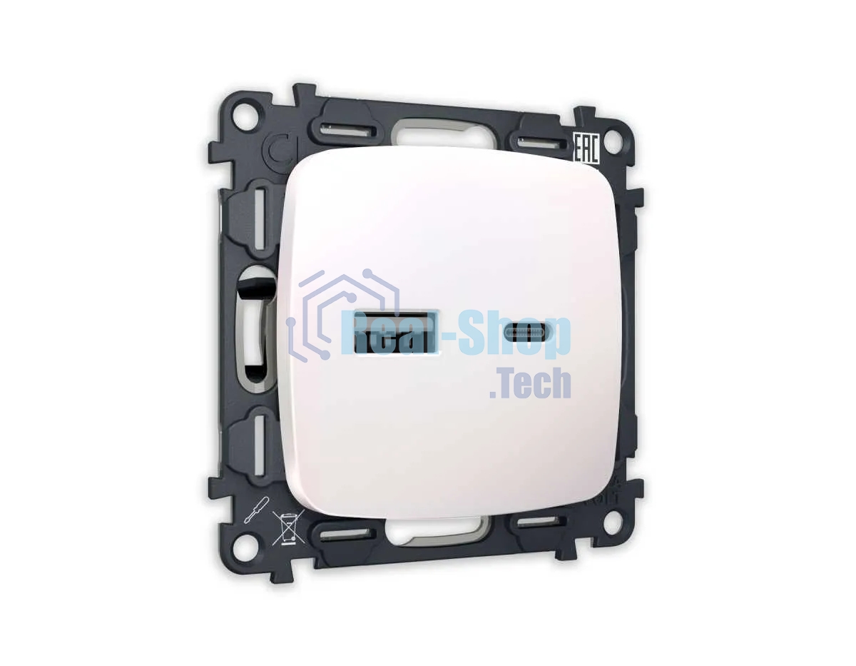 Комплект механизма розетки OMEGA Жемчуг 2USB A+C 20W (быстрая зарядка) QUANT (OP2110, VM177) MO211010