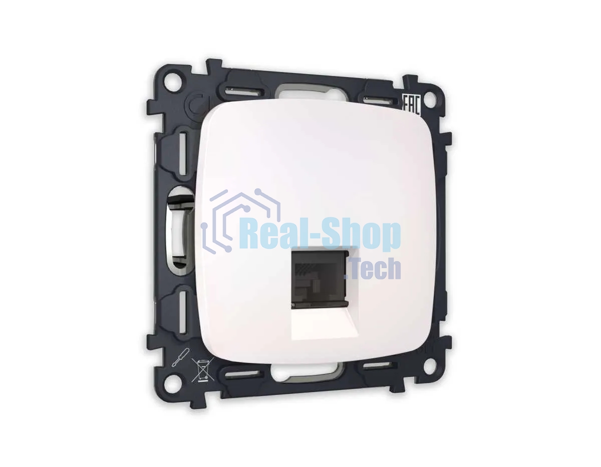 Комплект механизма компьютерной розетки OMEGA Жемчуг RJ-45(8P8C) CAT6 с шторкой QUANT (OP2120, VM188) MO212010