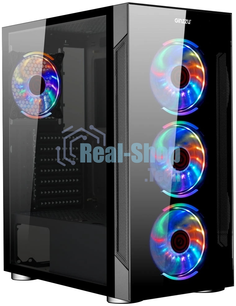 Компьютерный корпус Ginzzu CL280 FAN 12CM RGb*4 USB3.0 Window