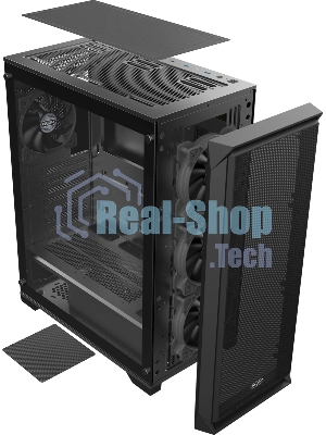 Корпус без блока питания Raijintek ARCADIA 41-MS4, Midi-Tower, TG, 1x120мм + 3x120мм ARGB, 2xUSB-A 3.0 + 1xUSB-C, ATX, mATX, mITX Black