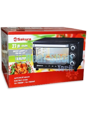 Мини-печь Sakura SA-7000BP 27л, духовка 1500Вт, механ.управление, чёрный