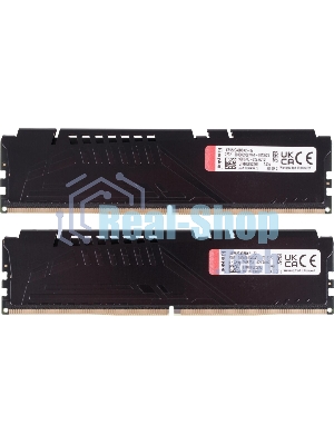 Оперативная память Kingston Fury Beast, DDR5, 32GB (2x16GB), 5200MHz, CL40, DIMM, радиатор, черный