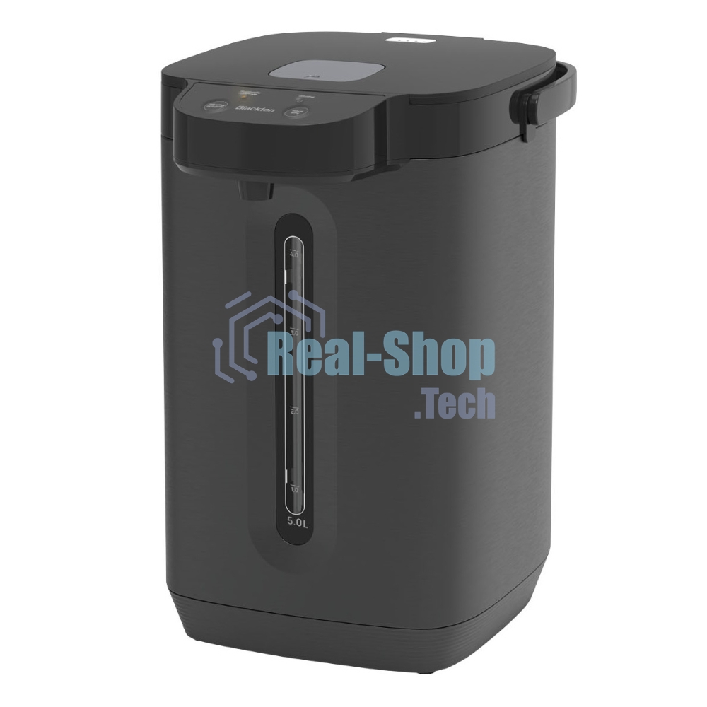 Термопот Blackton Bt TP500 Black, мощность 1800 Вт, объем 5 л, электронный тип управления, функция повторного кипячения, функция поддержания температуры, способы подачи воды - электрическая помпа, индикатор уровня воды, автоотключение при недостаточном количестве воды, защита от перегрева, съемная крышка, ручка для переноски, материал корпуса - металл, пластик, материал внутренней камеры - нержавеющая сталь, длина электрошнура 1.0 м, напряжение 220-240 В, 50-60 Гц, защита от поражения электротоком класс I