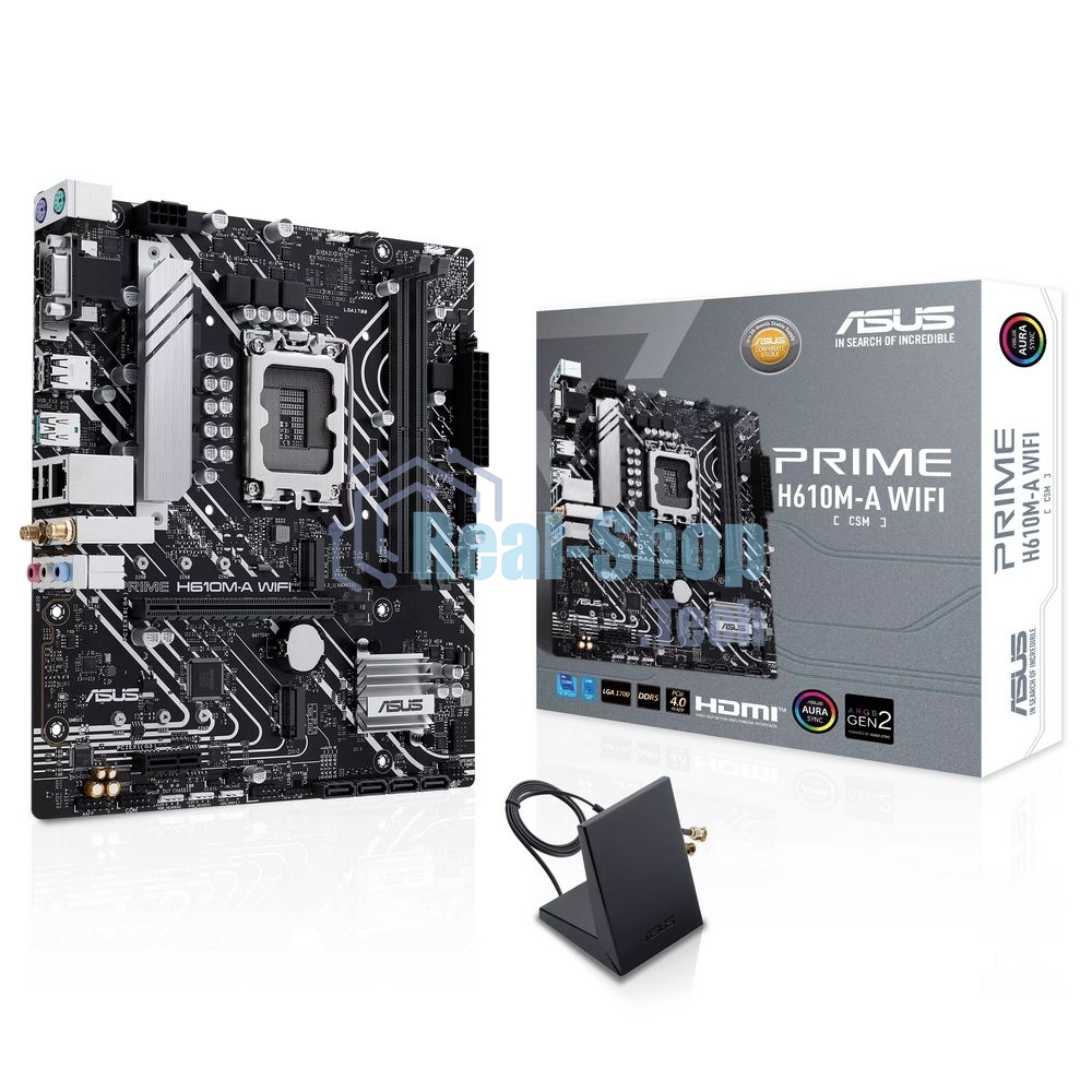 Материнская плата ASUS PRIME H610M-A WIFI, LGA 1700, Intel H610, 2xDDR5, 4xSATA, 2xM.2, 1xPCIe 4.0 x16, 1xDP, 1xHDMI, 1xVGA, 1x1Gb LAN, 1xUSB 3.2 Gen 2, 4xUSB 2.0, 3x3.5 мм, 7.1, mATX
