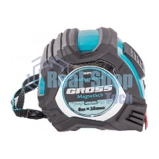 Рулетка Gross Magnetisch, 8 м х 25 мм, обрезин. корпус, автоматич. фиксация, нейлон. покр., магн. зацеп
