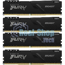 Оперативная память Kingston Fury Beast, DDR4, 64GB (4x16GB), 3200MHz, CL16, DIMM, с радиатором, черный