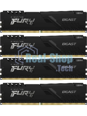 Оперативная память Kingston Fury Beast, DDR4, 64GB (4x16GB), 3200MHz, CL16, DIMM, с радиатором, черный