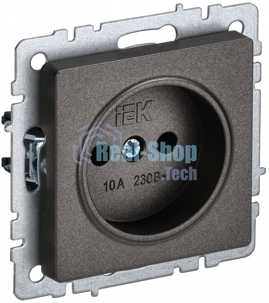 Розетка 1-местная IEK BRITE РС10-1-0-БрТБ без заземления, без защитных шторок, 10А, темная бронза