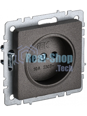Розетка 1-местная IEK BRITE РС10-1-0-БрТБ без заземления, без защитных шторок, 10А, темная бронза