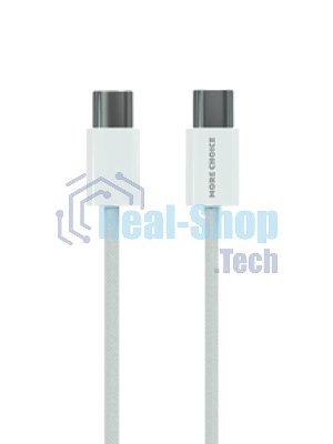 Кабель MORE CHOICE (4620202550385) K77a нейлон USB 3.0A PD 100W для Type-C Type-C 1 м белый