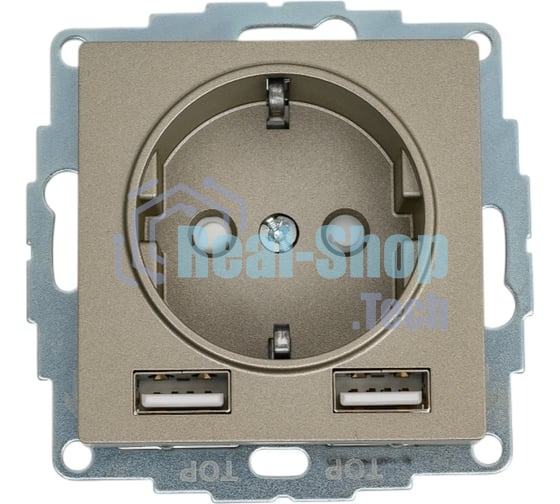 Розетка SE AtlasDesign Шампань SO + USB A+A, 5В/2,4А, 2х5В/1,2А, механизм