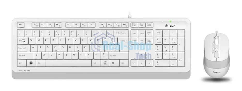 Комплект клавиатура+мышь A4Tech FStyler F1010 проводной, USB, 1600 DPI, белый/серый