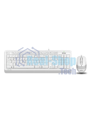 Комплект клавиатура+мышь A4Tech FStyler F1010 проводной, USB, 1600 DPI, белый/серый