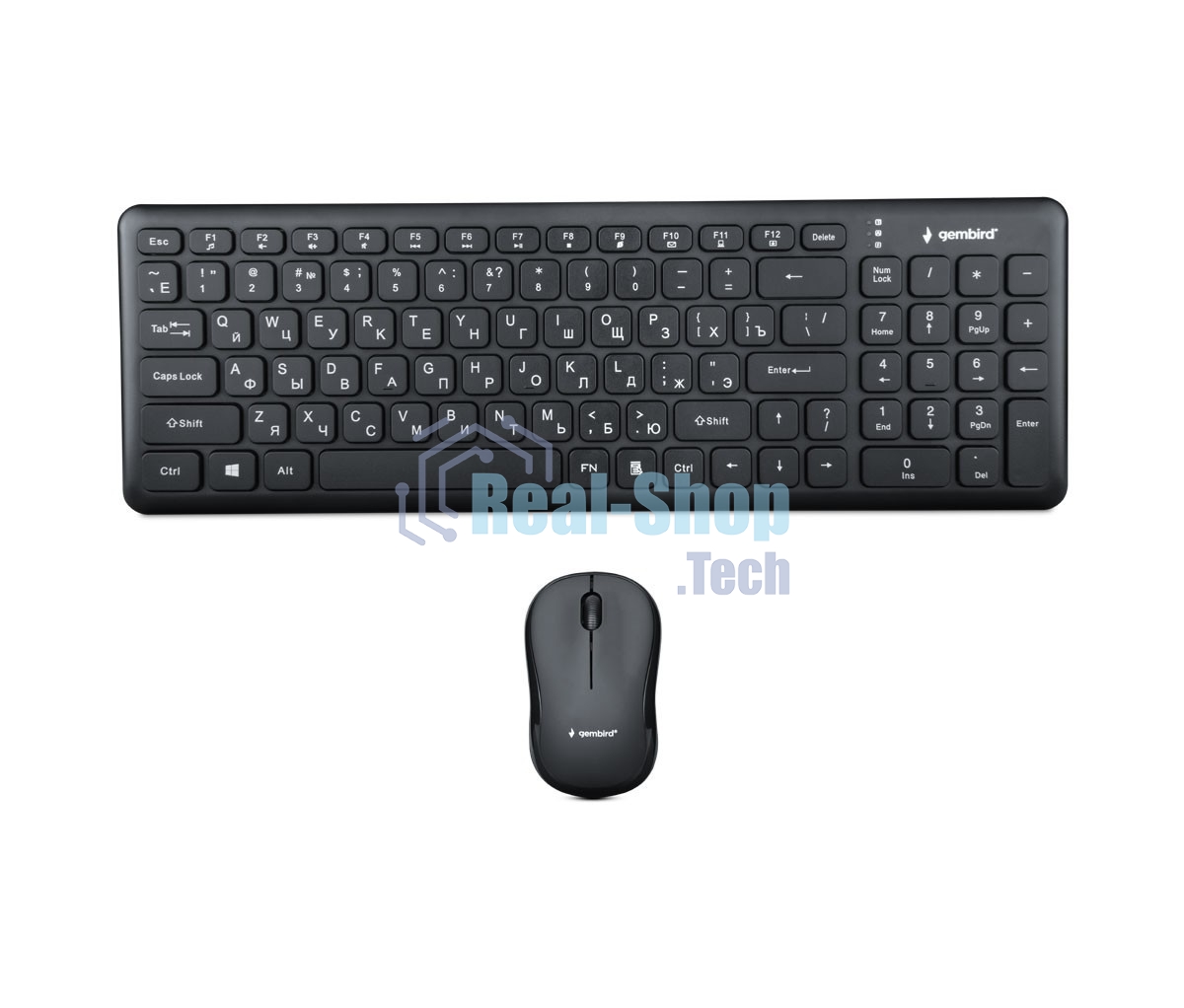 Комплект клавиатура+мышь Gembird KBS-9200 беспроводной, USB, 1000 DPI, чёрный