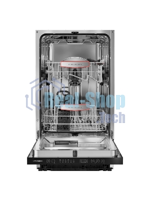Встраиваемая посудомоечная машина Kuppersberg GHS 4520, High-Tech, 45 см, 10 комплектов, 6 программ, 3 корзины, конденсационная сушка, полная защита от протечек, индикатор отсутствия соли и ополаскивателя, отображение времени мытья, сенсорное управление, самодиагностика неисправностей, защита от детей, уровень шума 49 дб, энергоэффективность А