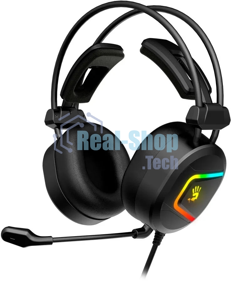 Гарнитура Bloody MC750 чёрный, проводная, USB, подсветка