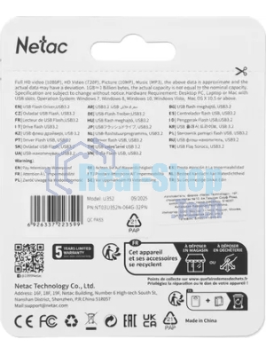 Флешка USB Netac U352 (NT03U352N-032G-32PN), 32Gb, USB 3.0, R/W 110/50, серебристый