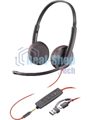 Гарнитура Plantronics Poly Blackwire 3225 чёрный, проводная, USB