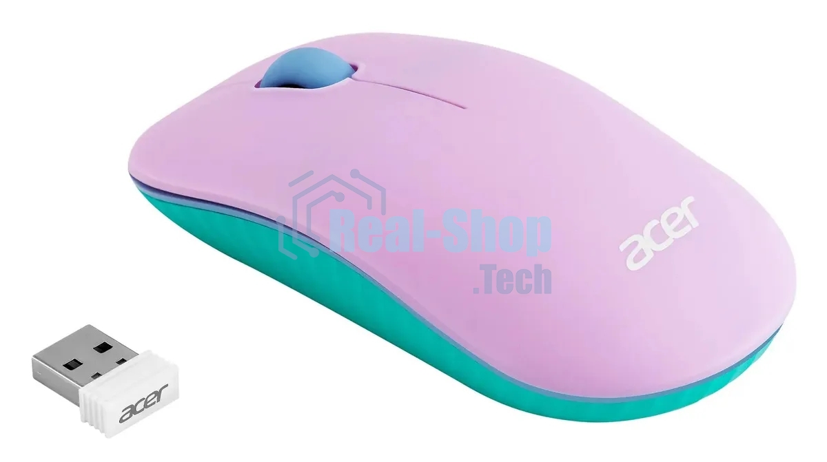 Мышь беспроводная Acer OMR200 фиолетовый, 1200 dpi, радиоканал, USB, кнопки - 3