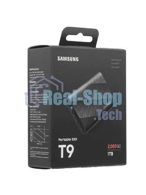 Внешний SSD Samsung T9, 1TB, USB 3.2 Gen 2x2 Type-C, R/W 2000/1950, черный