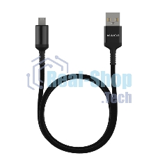 Кабель Maxvi MC-10M black, USB-A - microUSB, 2A ток макс. нагрузки 2А, макс. напряжение 5V; стандарт USB 2.0; длина 1м, нейлоновая оплетка, металлические корпуса разъемов, цвет черный