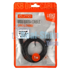 Кабель Qumo light series, USB-Type C, 1м, 5В, 1A, опл. PVC, кон. PVC, круглый, черный