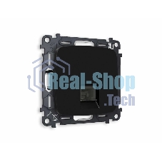 Комплект механизма компьютерной розетки OMEGA Черный матовый RJ-45(8P8C) CAT6 с шторкой QUANT (OP8120, VM188) MO812010