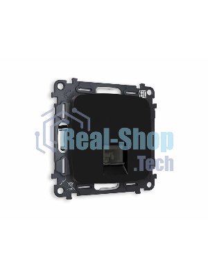 Комплект механизма компьютерной розетки OMEGA Черный матовый RJ-45(8P8C) CAT6 с шторкой QUANT (OP8120, VM188) MO812010