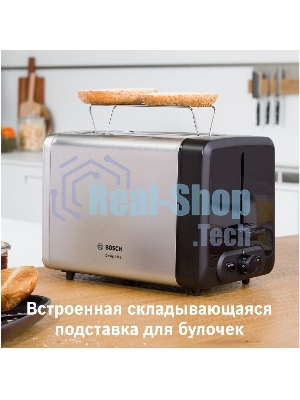 Тостер Bosch TAT4P420 нержавеющая сталь, 970 Вт, 2 слота