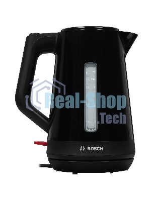 Электрочайник Bosch TWK1M123 черный, 1.7 л, 2400 Вт, скрытый нагревательный элемент